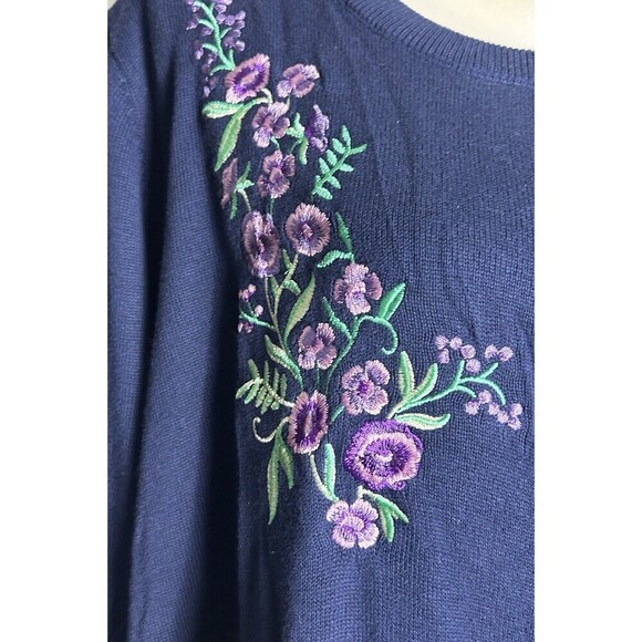 Woman Within Perfect Elbow-Length Sleeve Cardigan Navy Flower Plus Size 2X - Picture 5 of 11